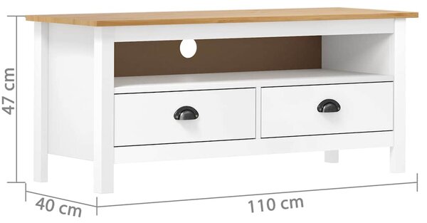 TV stolek Hill bílý 110 x 40 x 47 cm masivní borové dřevo 288926