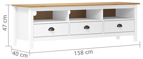 TV stolek Hill bílý 158 x 40 x 47 cm masivní borové dřevo 288930
