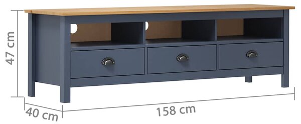 TV stolek Hill šedý 158 x 40 x 47 cm masivní borové dřevo 288929