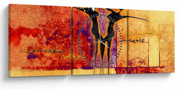 Obraz - Africké bohyně (s hodinami) (90x30 cm)
