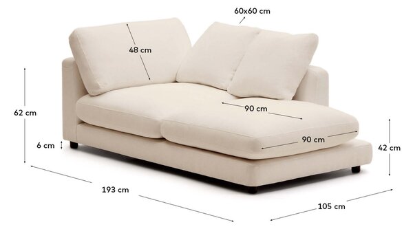 Kave Home Béžová lenoška Gala 193 cm, pravá