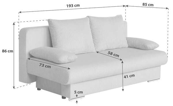 ROZKLÁDACÍ POHOVKA, textil, kompozitní dřevo, světle šedá P & B - Rozkládací pohovky, Online Only