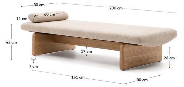 Dřevěná lenoška Kave Home Topaz 200 cm