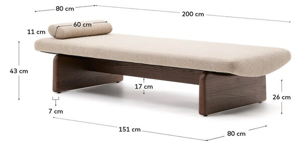 Ořechová lenoška Kave Home Topaz 200 cm