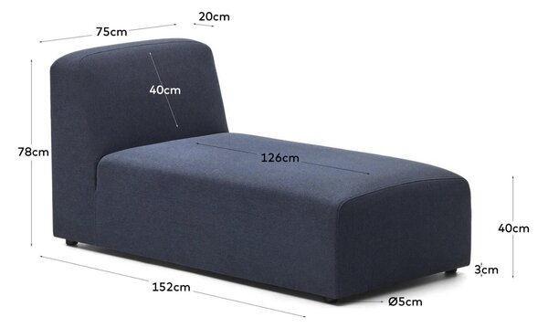 Tmavě modrá látková lenoška Kave Home Neom 152 cm