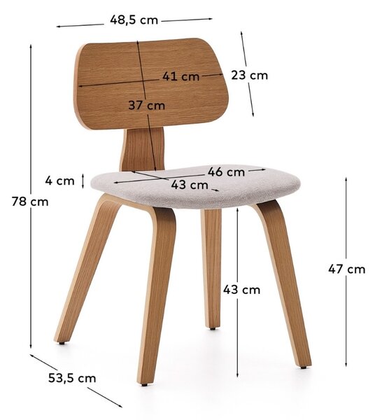 Čalouněná dubová jídelní židle Kave Home Gena