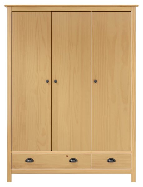 Trojkřídlá šatní skříň Hill 127x50x170 cm masivní borové dřevo 288951