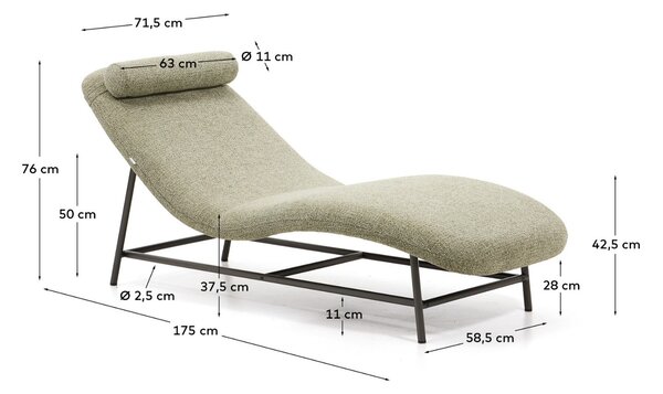 Kave Home Zelená čalouněná lenoška Osla 175 cm