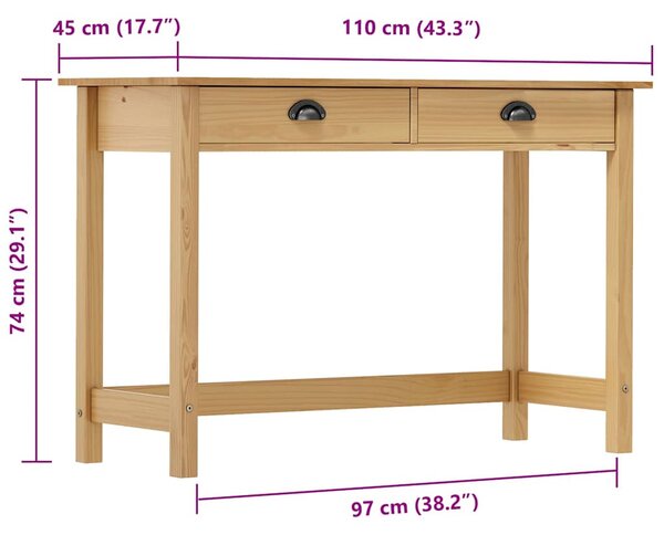 Konzolový stolek Hill 2 zásuvky 110x45x74 cm masivní borovice 288991