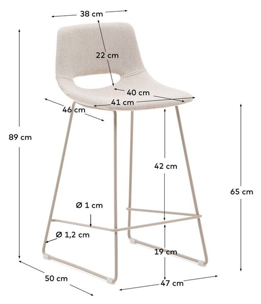 Béžová barová židle (výška sedáku 65 cm) Zahara – Kave Home