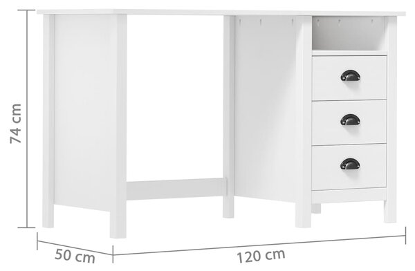 Psací stůl Hill 3 zásuvky 120 x 50 x 74 cm masivní borové dřevo 288996