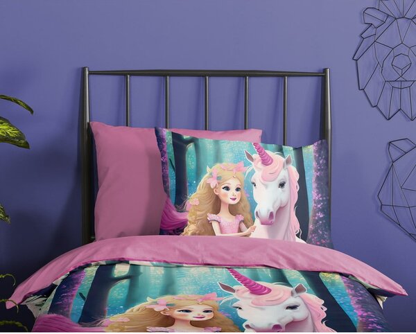 Růžové dětské povlečení na jednolůžko/prodloužené z mikrovlákna 140x220 cm Julia – Good Morning