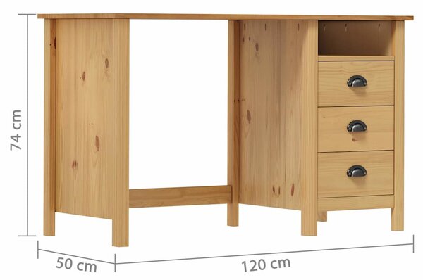 Psací stůl Hill 3 zásuvky 120 x 50 x 74 cm masivní borové dřevo 288995