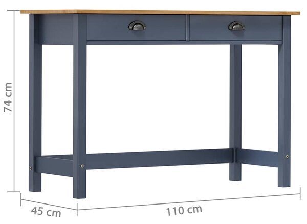 Konzolový stolek Hill 2 zásuvky šedý 110x45x74 cm borové dřevo 288993
