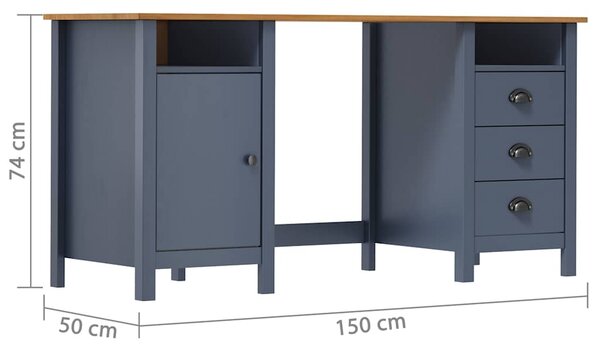 Psací stůl Hill šedý 150 x 50 x 74 cm masivní borové dřevo 289001