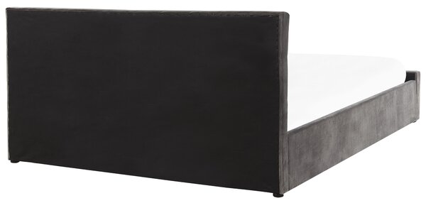 Postel s úložným prostorem AMIENS Umělý samet Šedá 180 x 200 cm