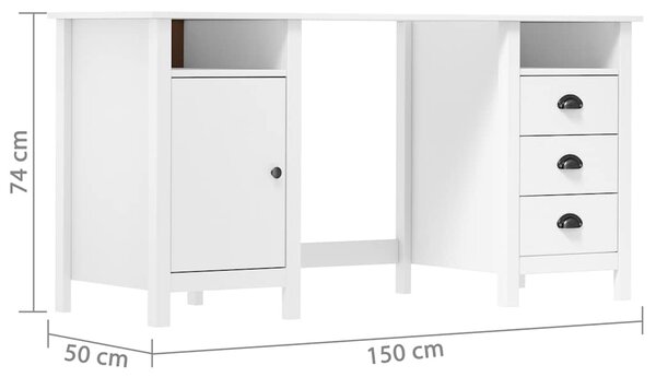 Psací stůl Hill bílý 150 x 50 x 74 cm masivní borové dřevo 289000