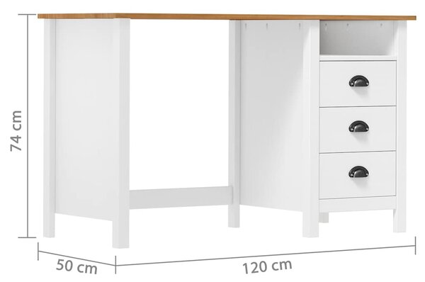 Psací stůl Hill 3 zásuvky 120 x 50 x 74 cm masivní borové dřevo 288998