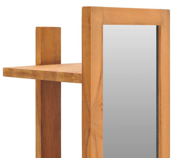 Nástěnné zrcadlo s poličkami 30 x 30 x 120 cm masivní teak 289070