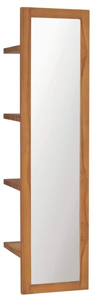 Nástěnné zrcadlo s poličkami 30 x 30 x 120 cm masivní teak 289070