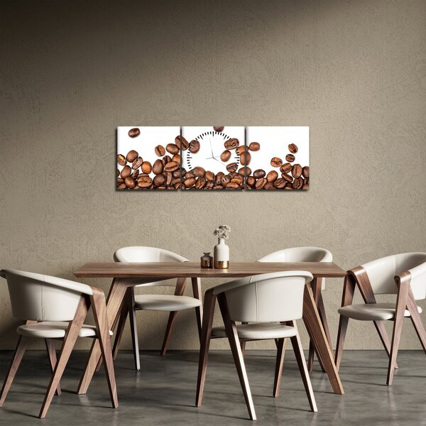 Obraz - Kávová zrna (s hodinami) (90x30 cm)