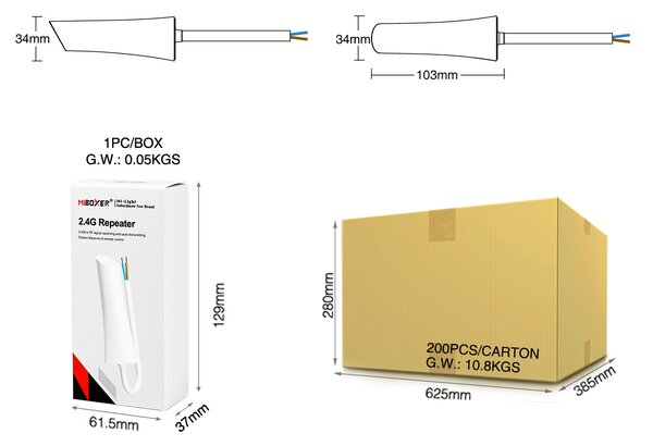 Miboxer Opakovač signálu Mi-light, 2,4GHz, RP1