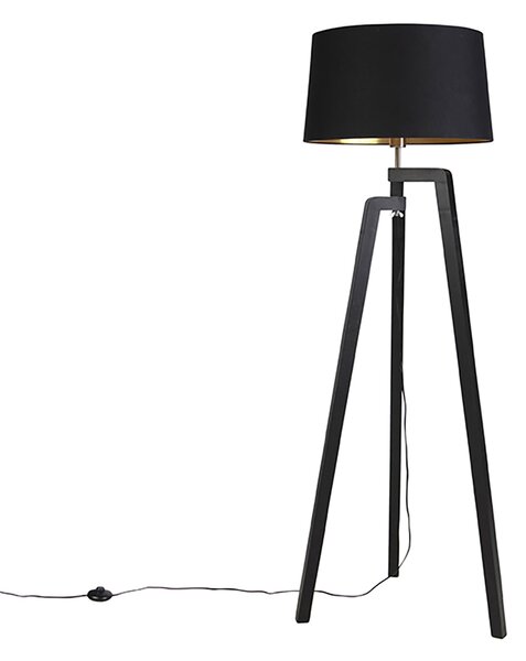 Chytrá stojací lampa s stínítkem černá se zlatem 50 cm vč. Wi-Fi A60 - Puros