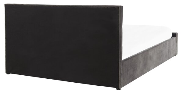 Postel s úložným prostorem Umělý samet AMIENS 160 x 200 cm Šedá
