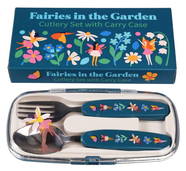 Modrý nerezový dětský příbor 2 ks Fairies in the Garden – Rex London
