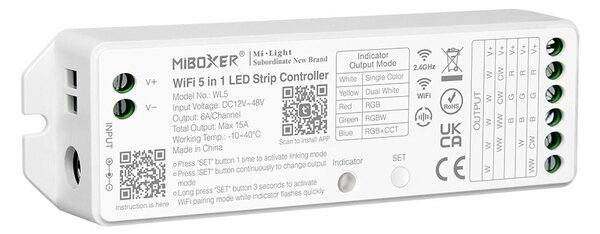 Miboxer WIFI Přijímač 5V1, RGB+CCT ,2.4GHz RF, WL5