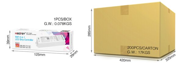 Miboxer WIFI Přijímač 5V1, RGB+CCT ,2.4GHz RF, WL5