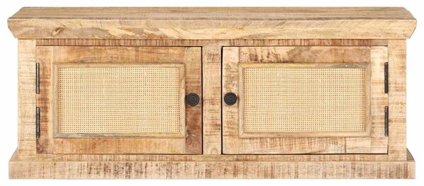 Konferenční stolek 90x50x35 cm masivní mangovník přírodní rákos 289089