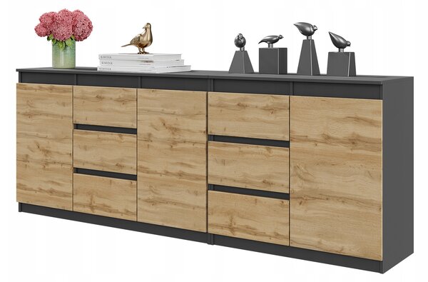 Komoda Furnica 200 x 35 x 75cm antracit matná