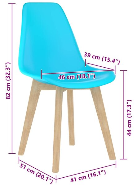 Otočné jídelní židle 2 ks modré plast 289125