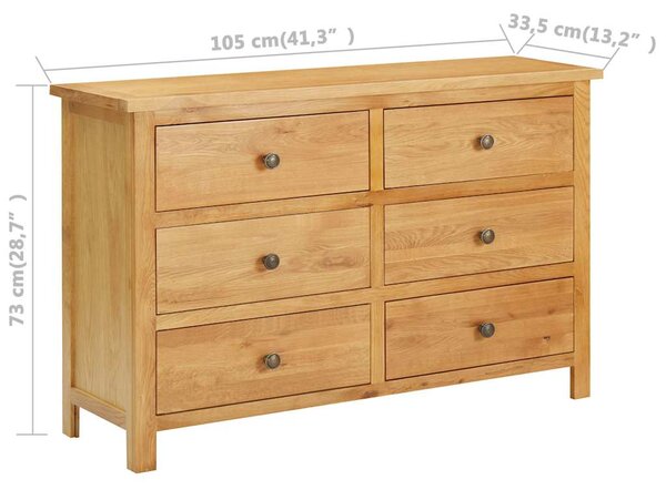 Komoda se zásuvkami 105 x 33,5 x 73 cm masivní dubové dřevo 289196