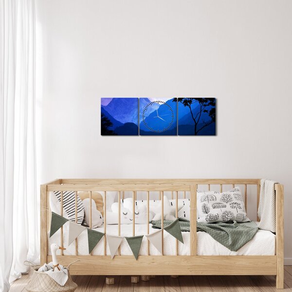 Obraz - Noční nebe v Nepálu (s hodinami) (90x30 cm)