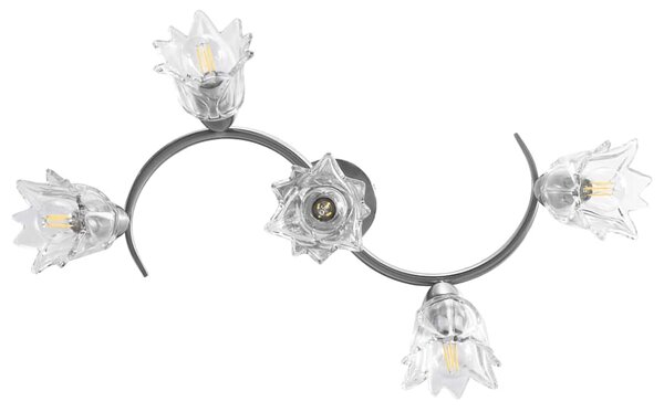 Stropní lampa průhledná skleněná stínidla 5 žárovek E14 tulipán 289233