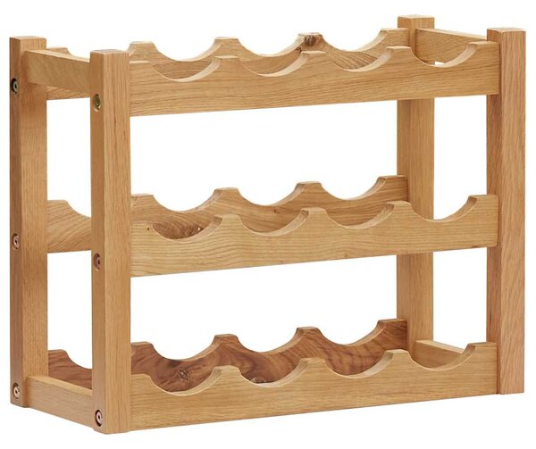 Stojan na víno na 12 lahví 47 x 21 x 36 cm masivní dubové dřevo 289202