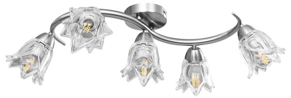 Stropní lampa průhledná skleněná stínidla 5 žárovek E14 tulipán 289233