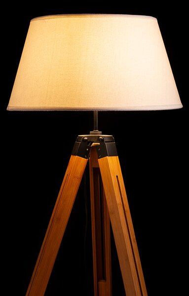 Stojací lampa ALVIS/AMBITUS 46, bílá/bambus/chrom, patice E27, 15 W