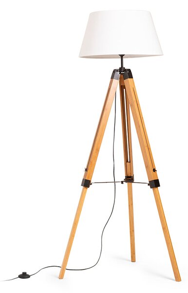 Stojací lampa ALVIS/AMBITUS 46, bílá/bambus/chrom, patice E27, 15 W