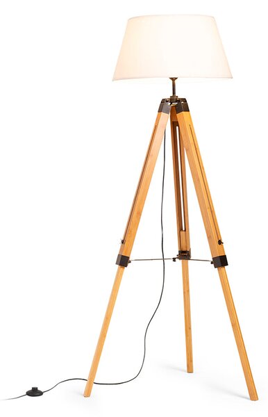 Stojací lampa ALVIS/AMBITUS 46, bílá/bambus/chrom, patice E27, 15 W