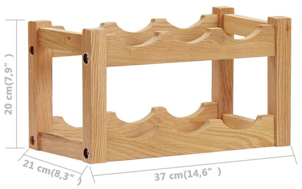 Stojan na víno na 6 lahví 37 x 21 x 21 cm masivní dubové dřevo 289201