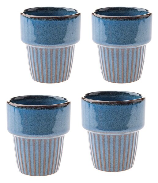 Modré keramické šálky v sadě 4 ks na espresso 100 ml Tone – Dakls