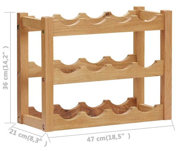 Stojan na víno na 12 lahví 47 x 21 x 36 cm masivní dubové dřevo 289202