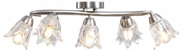 Stropní lampa průhledná skleněná stínidla 5 žárovek E14 tulipán 289233