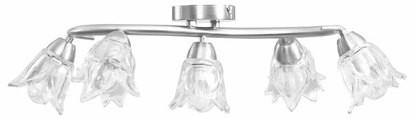 Stropní lampa průhledná skleněná stínidla 5 žárovek E14 tulipán 289233
