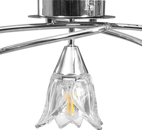 Stropní lampa průhledná skleněná stínidla 5 žárovek E14 tulipán 289236