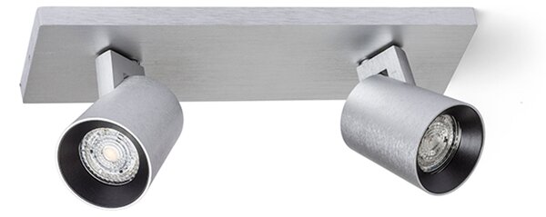 Přisazené nástěnné svítidlo KENNY II, česaný hliník/černá, patice GU10, 2× 8 W