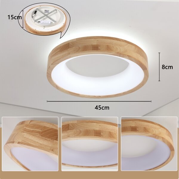 Brilagi-LED Strop. svítidlo FALCON WOOD LED/30W/230V 3000/4000/6000K 45 cm dřevo